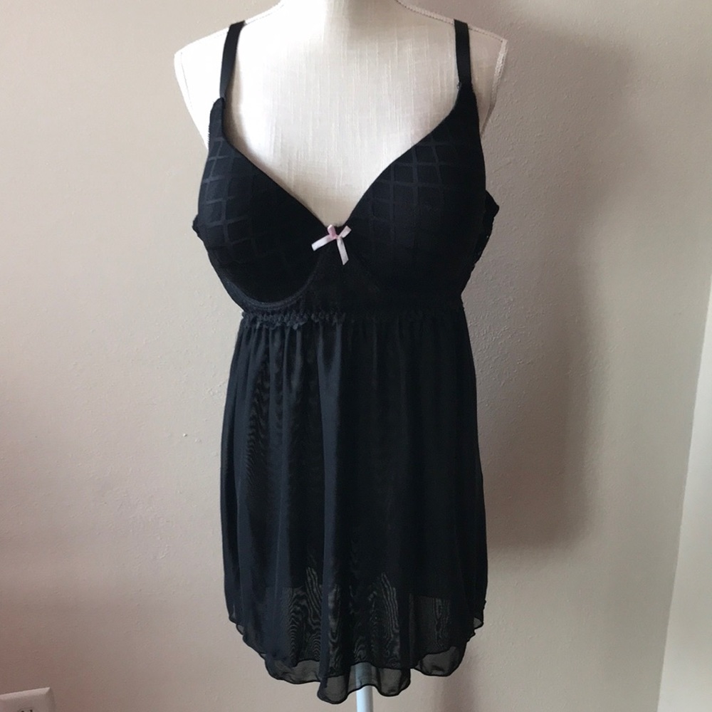 Unbranded 3X Semi-Sheer Black Babydoll